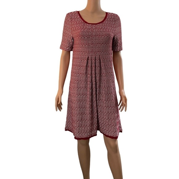 Maeve dress red and white patterned zip up back woman’s size small - Picture 1 of 6